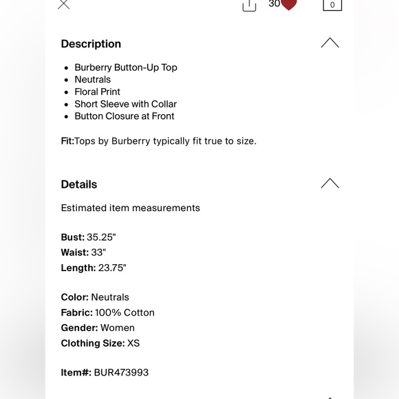 Vintage Burberry Floral Button up Top Women's Size XS - Picture 4 of 4